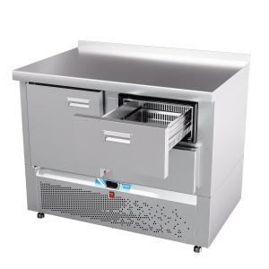 Стол морозильный Abat СХН-70Н-01 дверь, ящики 1/2, с бортом