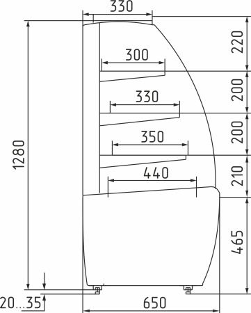 Витрина нейтральная Carboma K70 N 0,9-1 LIGHT 0013-0430