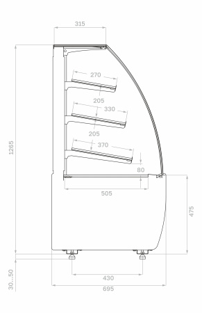 Витрина хлебная Carboma K70 N 0,9-1 LIGHT Bread 9005 (версия 2.0)