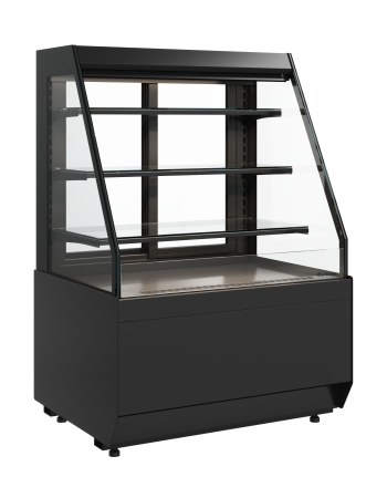 Витрина кондитерская Carboma KC70 VM 0,9-2 STANDARD 9005 (открытая, скошенная боковина, версия 2.0)