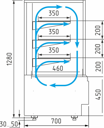 Витрина кондитерская Carboma KC70 VV 1,3-1 STANDARD 9006-9005 (ВХСв-1,3д Cube Люкс ТЕХНО)