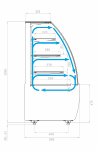 Витрина кондитерская Carboma K70 VM 1,3-1 LIGHT 9005 (версия 2.0)